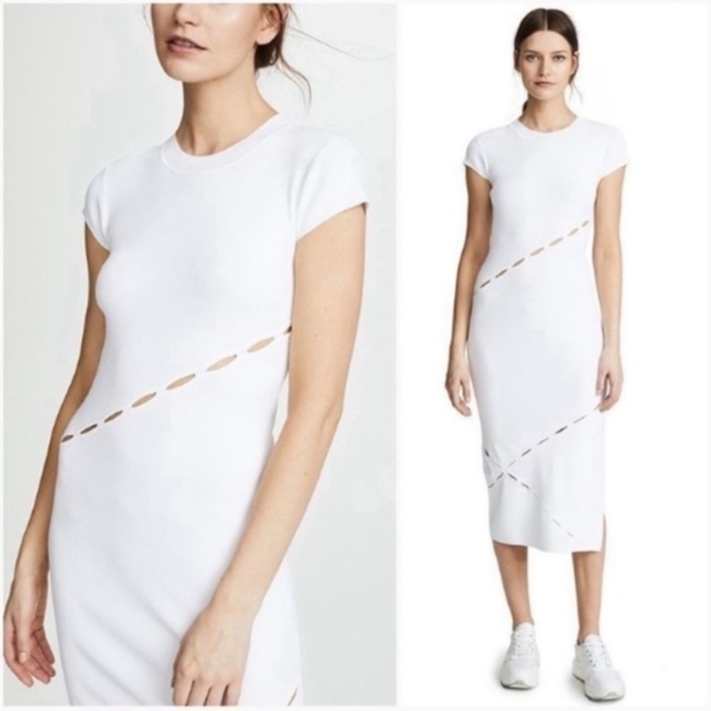 Rag & Bone Dress Eden Midi Short Sleeve Cutout in White